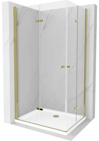 Mexen Lima Duo sprchová kabína, skladacie dvere 90 x 80 cm, transparentnéné, zlatá + závesný bidet Flat