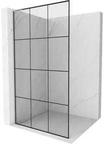 Mexen Kioto L, sprchová zástena Walk-In 110 x 200 cm, 8mm číre sklo čierny vzor, brúsená oceľ profil, 800-110-103-97-77