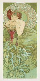 Umelecká tlač Emerald from The Precious Stones Series (Beautiful Distressed Art Nouveau Lady) - Alphonse / Alfons Mucha, (20 x 40 cm)