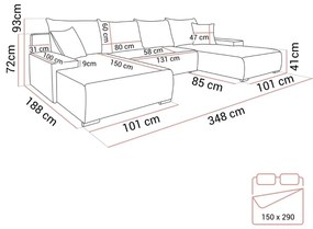 ROHOVÁ U SEDAČKA EDMONDO 348 x 188 cm ANAFI 22