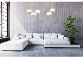 Závesné svietidlo Boho Spider, 5x jutové/biele textilné tienidlo