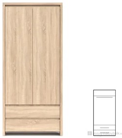 Šatníková skriňa BRW Kaspian SZF2D2S (Dub sonoma). Akcia -30%. Vlastná spoľahlivá doprava až k Vám domov. 798017