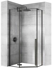 Rea Diamond Black, päťuholníkový sprchový kút 100 x 100 cm, 6mm číre sklo, čierna matná, REA-K5623