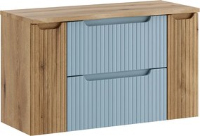 Závěsná skříňka pod umyvadlo Nova Denim s deskou 100 cm modrá/dub coast evoke