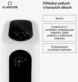 Klarstein Polar Tower Smart, ochladzovač vzduchu, ventilátor, 85 W, 7 l, diaľkový ovládač, 5 x chladiaci box