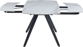 Dekorstudio Rozkladací jedálenský stôl s mramorovou doskou 120-180x80 cm - biely