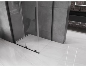 Mexen Velar, sprchový kút s posuvnými dverami 100(dvere) x 90(stena) cm, 8mm číre sklo, čierna matná, 871-100-090-01-70