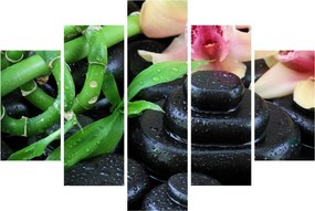 Obraz - Kamene a orchidey (150x105 cm)