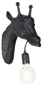 Vintage nástenná lampa čierna - Zviera Žirafa