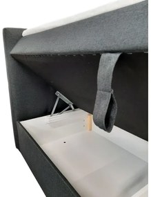 Čalúnená posteľ EMBER 180x200 cm s matracmi a topperom, s úložným priestorom, antracitová