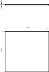 Mexen Uni, pracovná doska 50 cm, biela lesklá, 91AXX-0504-464-18-00