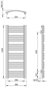Sapho, EGEON vykurovacie teleso 595x1238mm, 739 W, strieborna strukturálna, EG612SS
