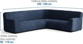 Bielastické poťahy MOSAICO modré rohová sedačka (š. 350 - 530 cm)