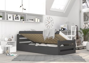 Posteľ z masívu DAVID s úložným priestorom - 200x90 cm - šedá
