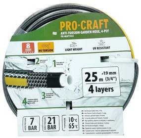 Záhradná hadica Procraft PR-4KAT1925 4-vrstvová, 3/4", 25 m