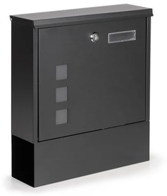 Poštová schránka na listy s moderným oceľovým držiakom na noviny v čiernej farbe