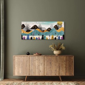 Grafický obraz s jeleňmi (120x50 cm)