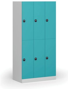 Šatníková skrinka s úložnými boxmi, 6 boxov, 1850 x 900 x 500 mm, demont, zámok s čítačkou RFID kariet, zelené dvere