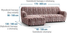 Bielastické poťahy OCEANO NOVÉ hnedo-vínové sedačka s otomanom vľavo (š. 170 - 300 cm)
