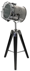Dekorstudio Podlahová lampa TRIPOD na čiernej trojnožke s chrómovaným tienidlom