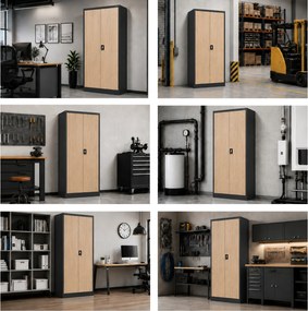 Kancelárska skriňa na dokumenty antracitová / dub sonoma: Eco Design JAN 900 x 1850 x 400 mm