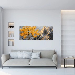 Obraz – Zlatý strom v horách (120x50 cm)