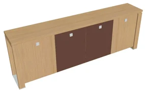 Nízka skriňa Verno+ 260 x 46 x 90 cm, kombinované dvere, dub svetlý / hnedá