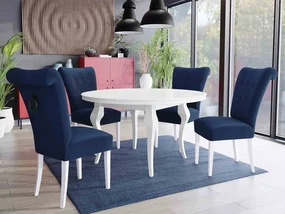 Stôl Julia FI 120 so 4 stoličkami ST65, Farby: biela, Farby: čierny, Farby:: biely lesk, Potah: Magic Velvet 2216