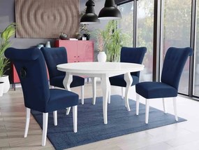 Stôl Julia FI 120 so 4 stoličkami ST65, Farby: biela, Farby: zlatý, Farby:: biely lesk, Potah: Magic Velvet 2258