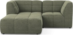 Zelená rohová pohovka z textílie buklé (ľavý roh/s leňoškou) Aloha – Makamii