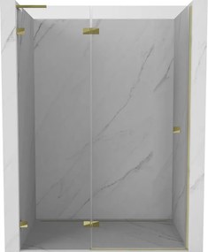 Mexen, Mexen Lunar L Otočné ľavé sprchové dvere 130 cm, transparentné, zlaté - 834L-130-000-50-00-L