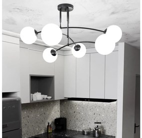 Luster na tyči PREGOS 6xE14/10W/230V čierna/biela