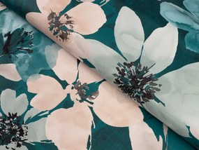 Biante Zamatový behúň na stôl Tamara TMR-027 Veľké kvety na tmavo zelenom 45x120 cm