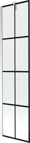 Mexen Next, vaňová zástena 1-krídlová 50 x 150 cm, fixné krídlo, 6 mm číre sklo s čiernym vzorom, chrómový profil, 895-050-000-00-77-01