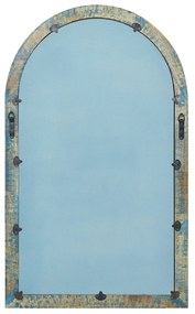 Drevené nástenné zrkadlo 66 x 109 cm modré MELAY Beliani