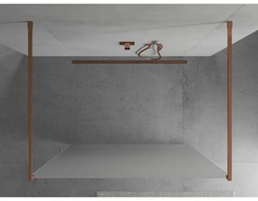 Mexen Kioto, priechodná sprchová zástena 120 x 200 cm, 8mm sklo námraza, 2x ružové zlato stabilizačná rozpera, 800-120-002-60-30