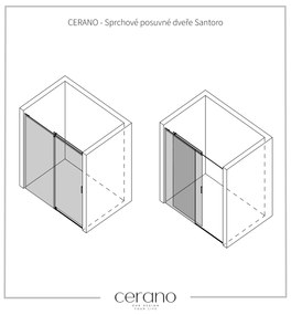 CERANO - Sprchové posuvné dvere Santoro Ľ/P - 8 mm - čierna matná, grafitové sklo - 140x195 cm, CER-CER-537436