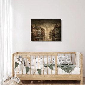 Sklenený obraz - Maľba mesta (70x50 cm)