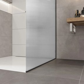 Mereo Mereo, Sprchová stena WALK IN, Novea, black ALU, sklo Line, MER-CK10600HBL
