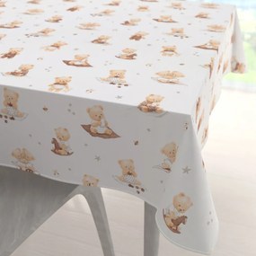 Biante Detský bavlnený štvorcový obrus Sandra SA-732 Medvedie bábätká na bielom 120x120 cm