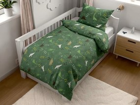 Bavlnené obliečky do postieľky DINO STEPS tmavozelené Rozmer obliečky: 45 x 65 cm | 90 x 135 cm