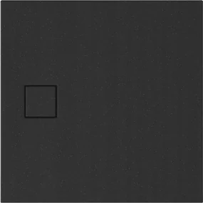 Cersanit Tako Slim, štvorcová akrylátová sprchová vanička 90x90x4 cm + čierny sifón, čierna, S932-166