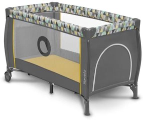 Lionelo - Cestovná postieľka SVEN PLUS šedá/žltá