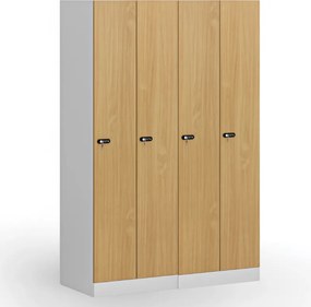 Kovová šatníková skrinka S1, 2-dverová, 1850 x 600 x 500 mm, demont, mechanický kódový zámok, laminované dvere, dub prírodný