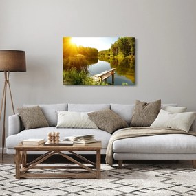 Obraz - Jazero pri lese (90x60 cm)
