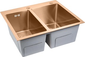 Rea Toby, 1.5-komorový nerezový drez 560x480x210 mm, medená matná, ZLE-06416