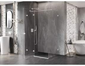 Mexen Lunar T, sklápací sprchový kút ľavý 135 x 70 cm, 8mm číre sklo, biely profil, 834T-135-070-20-00-L