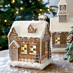 Perníková chalúpka s LED svetielkami Noël Gingerbread – 13*11*17 cm / 3xAA