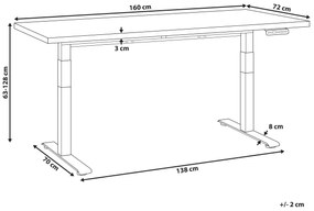 Elektricky nastaviteľný písací stôl 160 x 72 cm biela/čierna DESTINES Beliani