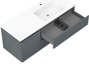 Mexen Rivel, kúpeľňová skrinka 120 cm s pravým umývadlom Otis, 2S, 1D, drážkovaná, grafitová/biela matná, 91A23-12047-3-BBFFF66-W18P01